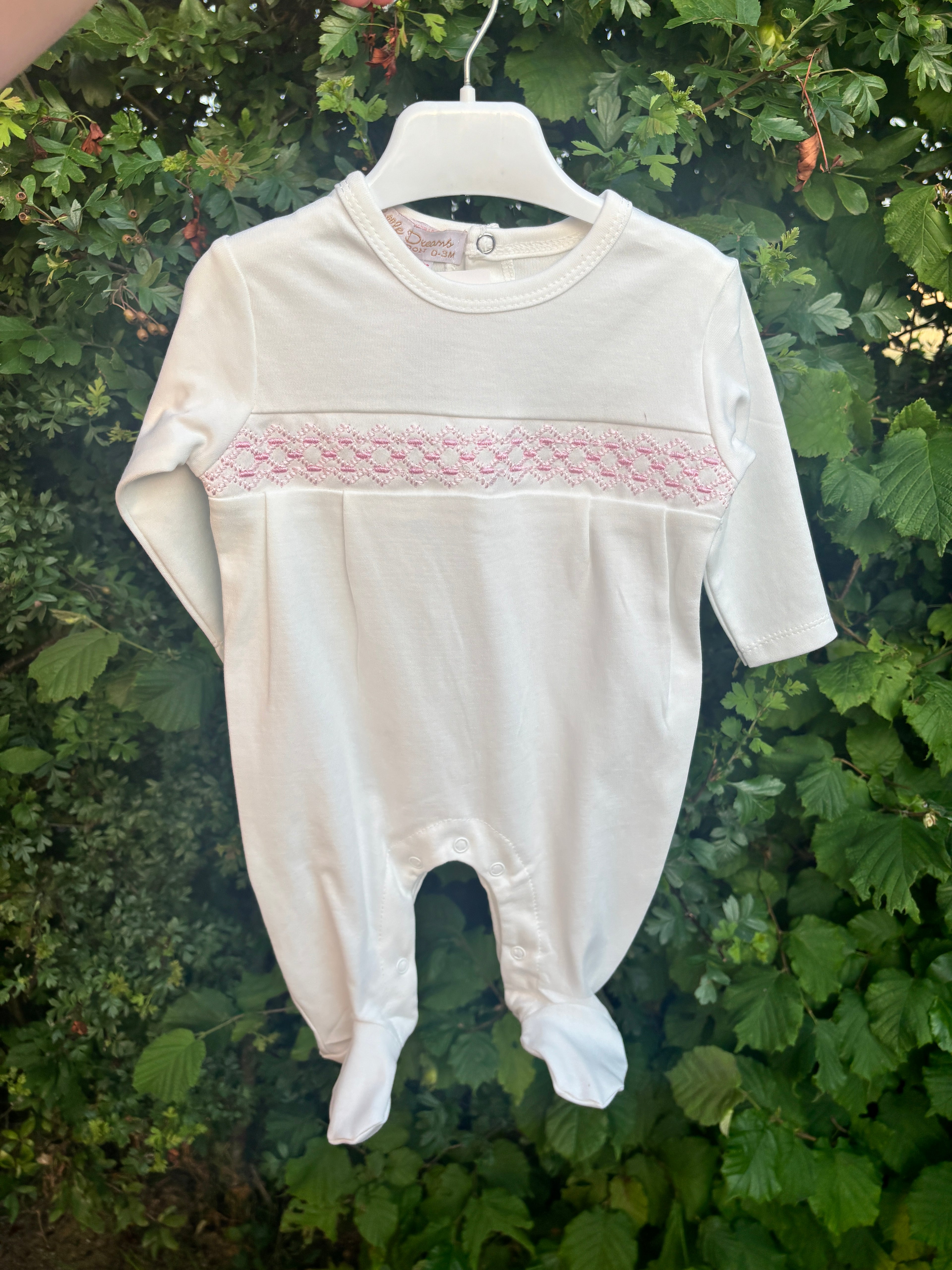 White Smocked Babygrow