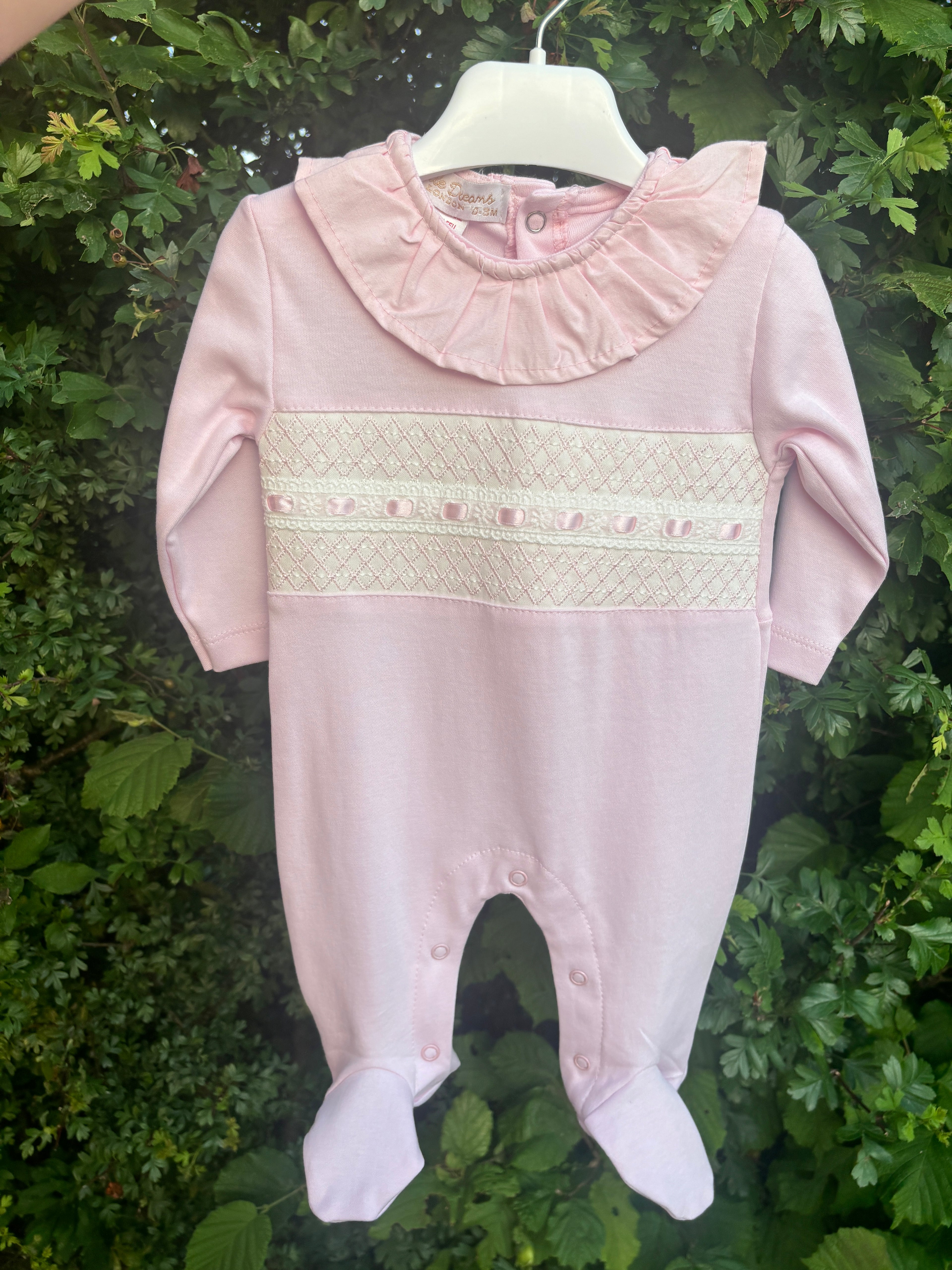 Pink Smocked Babygrow