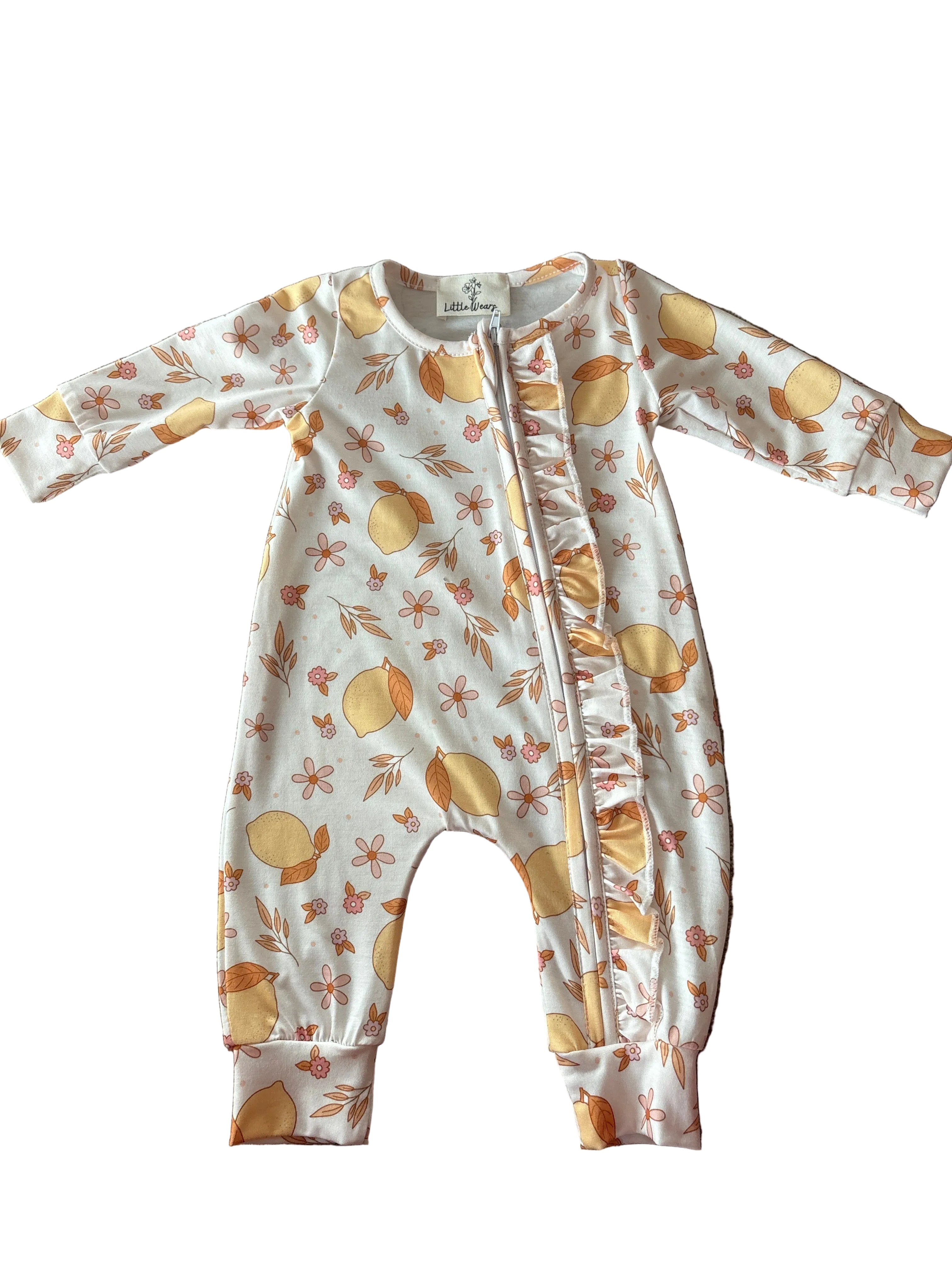 Lemon Blossom Frill Zip Sleepsuit