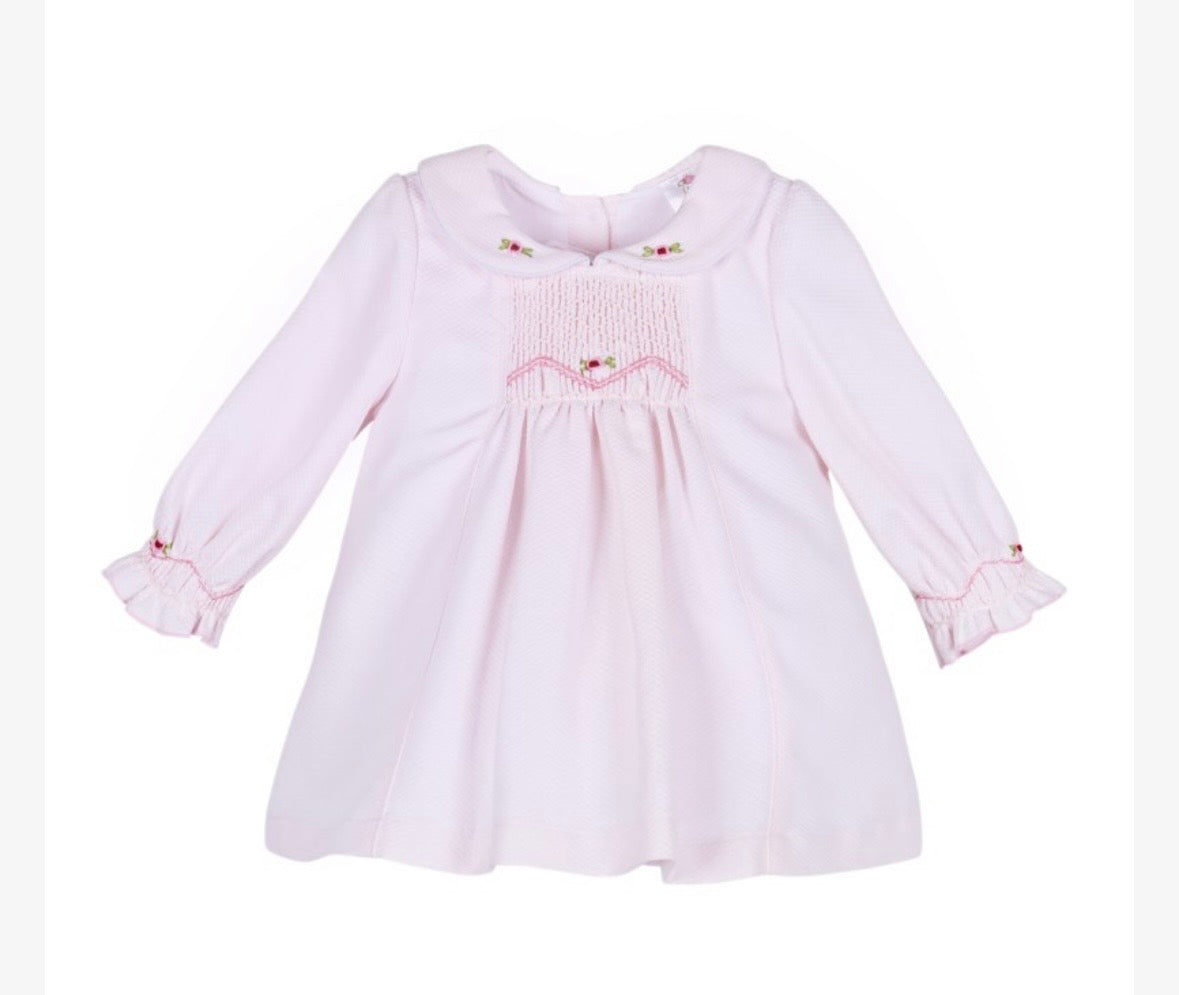 Wee Me Smocked Embroided Pink Dress