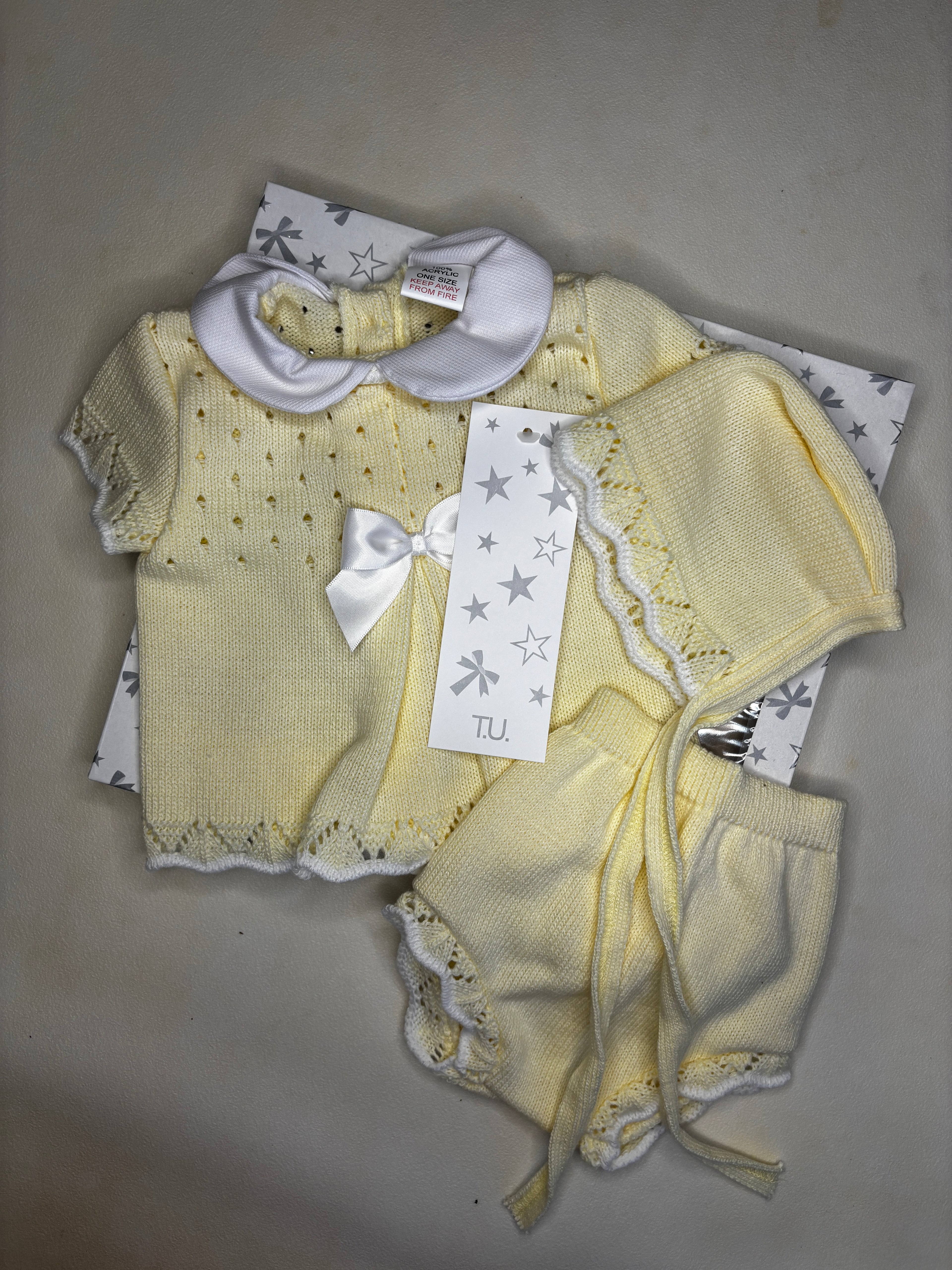 Knitted 3 Piece Box Set - Lemon