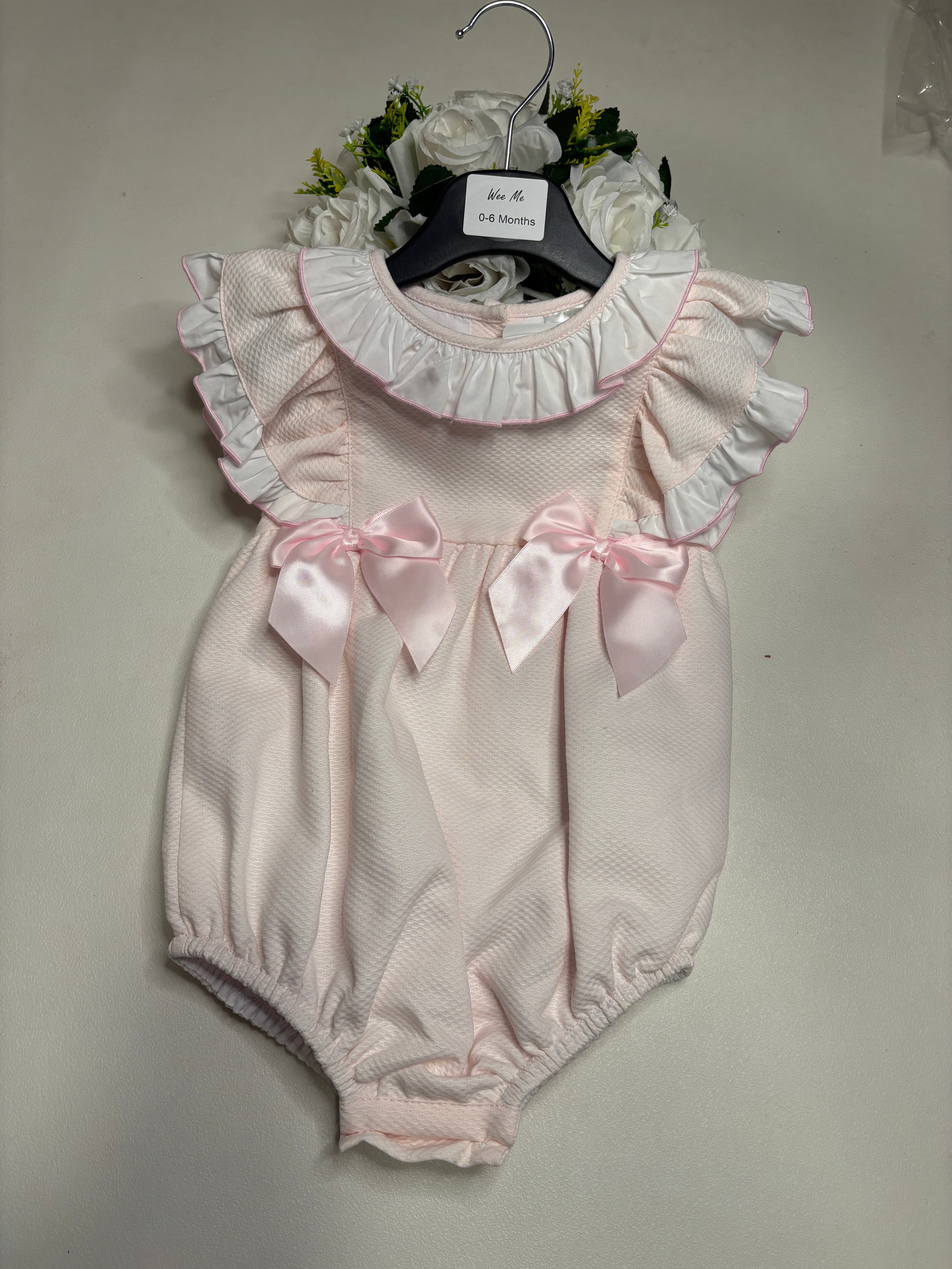 Wee Me Pink Double Bow Romper