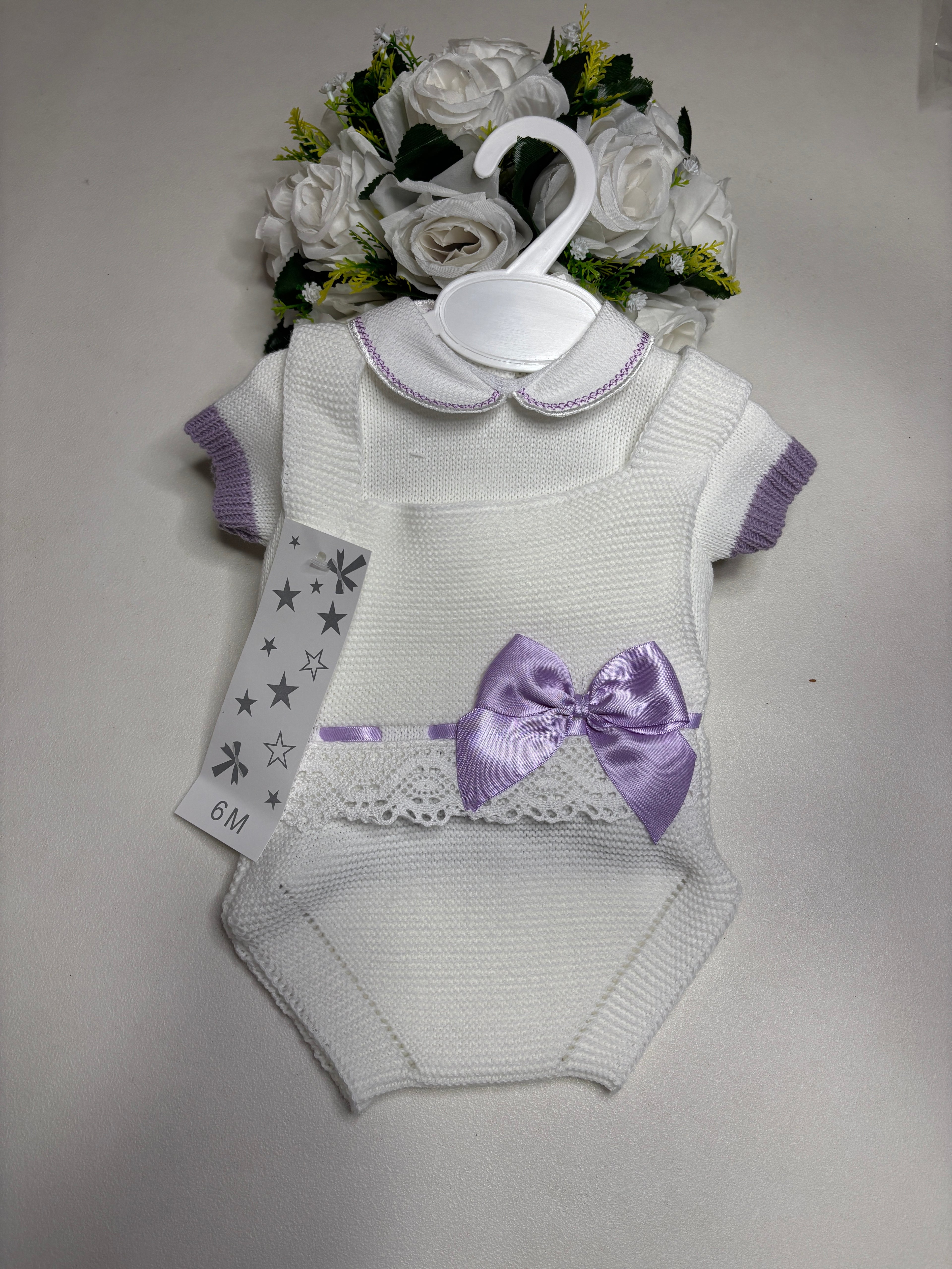 White and Lilac 2 piece romper